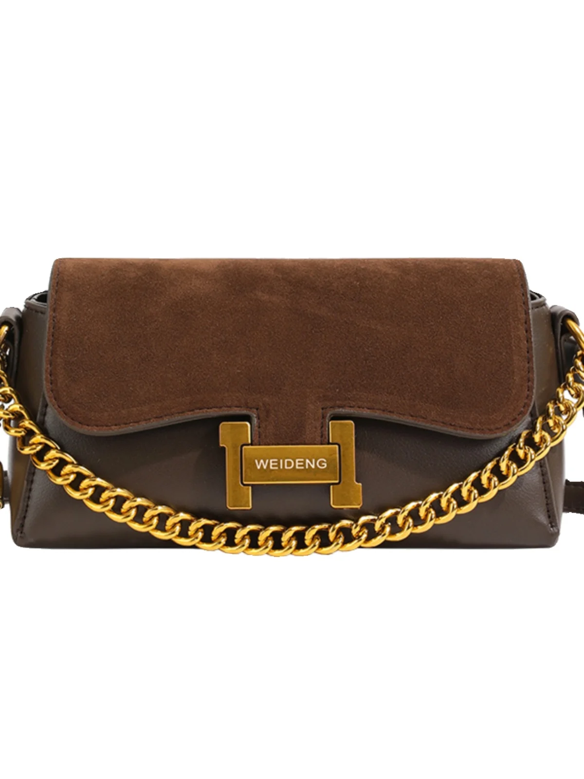 High-end suede chain small square bag 2025 high-end designer new retro portable baguette frosted leather shoulder messenger bag 6