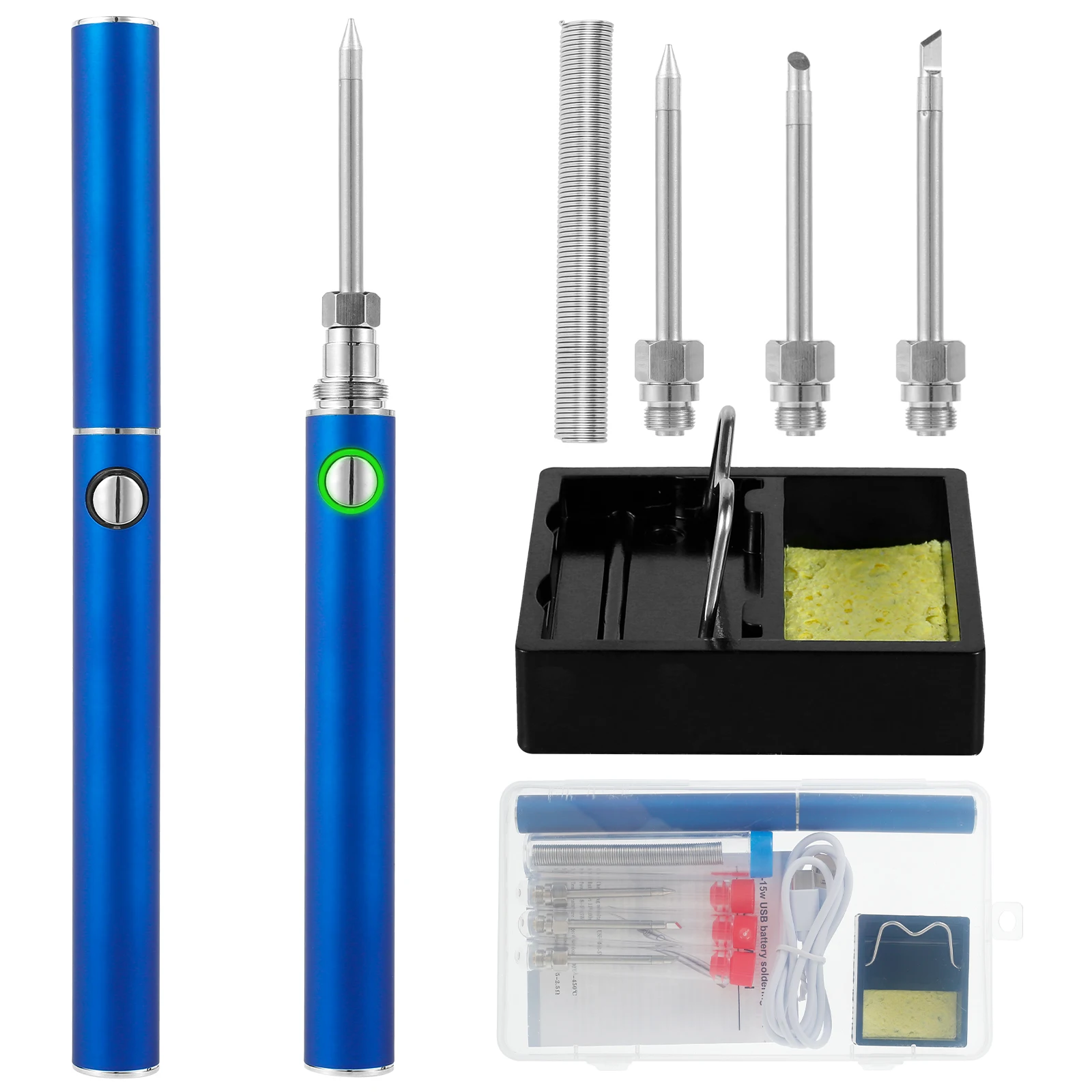 

Cordless Soldering Iron Kit 1100mAh USB Rechargeable Soldering Iron Kit 300°C-460°C Adjustable Temperature Solder Pen Portable