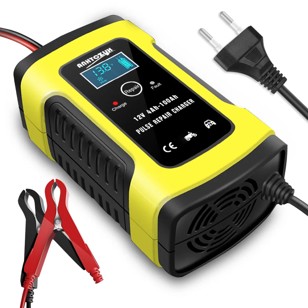 6A 12V Car Battery Charger Automatic Motorcycle Smart Charger with LCD Display for Car Motorcycle Lawn Mower Boat RV SUV ATV