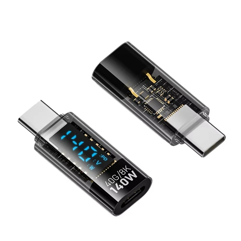 USB C Adapter LED Wattage Display 140W 40Gbps 8K USB C Extension PD3.1 Type Connector Type Power Meter Tester-Y96A