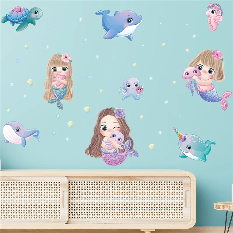 Colorful Bubbles Wall Decal Stickers - Underwater Ocean Theme, Removable PVC, For Kids Room, Bathroom, Party Decor