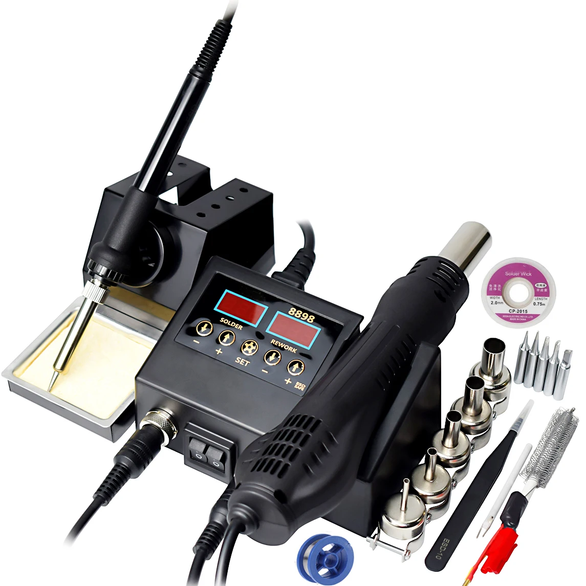 

Eruntop 8898 2 in 1 Portable Soldering Station Soldering Iron Hot Air Heat Gun Welding machine Repair Rools