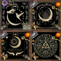 1pc Tarot card tablecloth, moon phase flowers, pagan card game decoration, altar tablecloth, witchcraft decoration tablecloth 1
