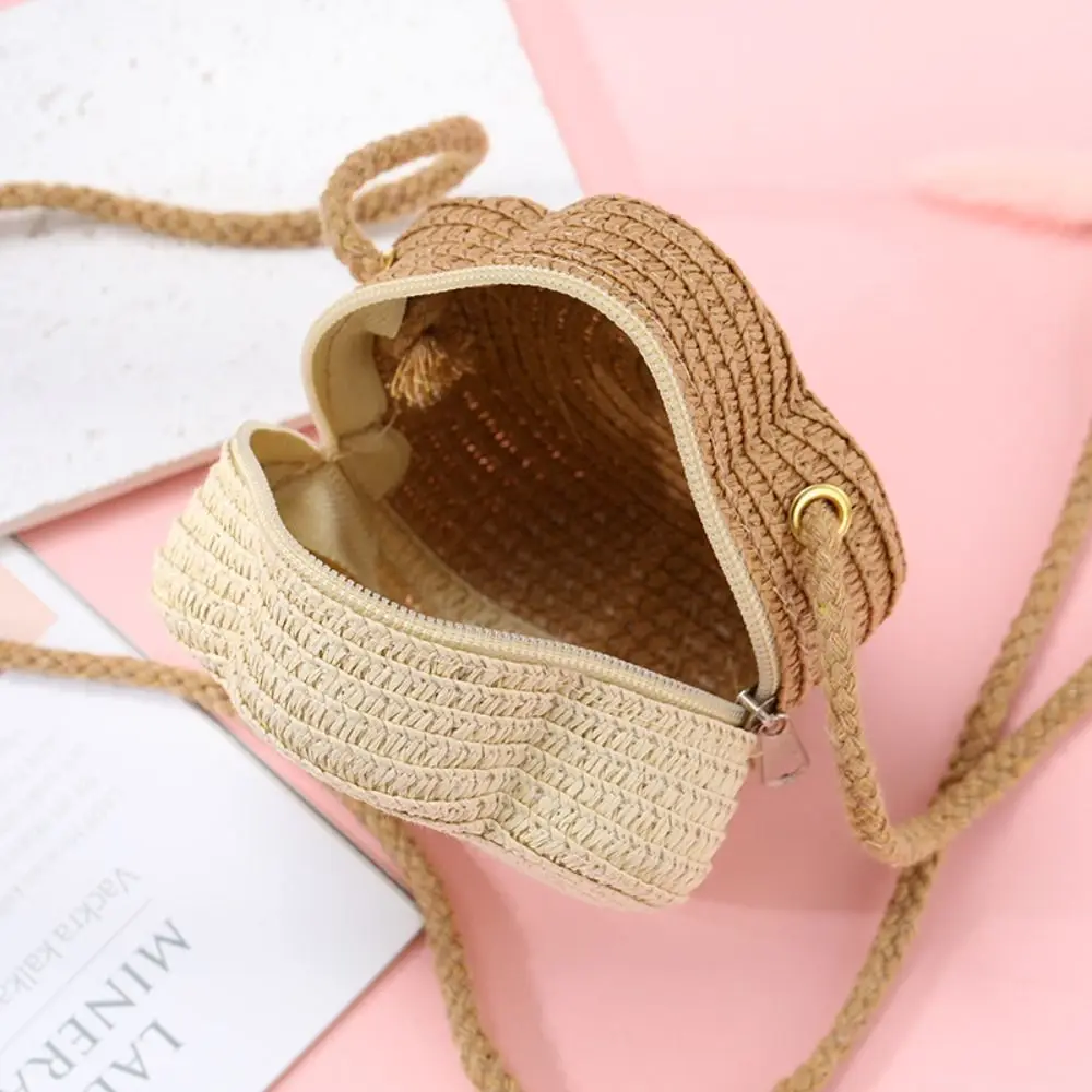 Straw Woven Crossbody Bag for Kids Travel