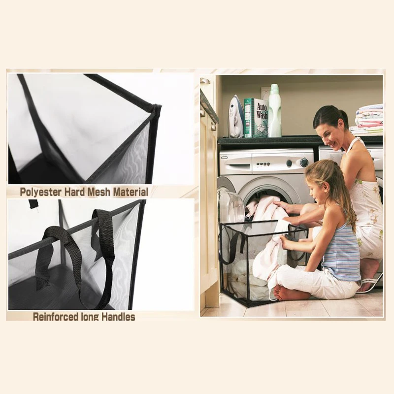 Foldable Laundry Basket Large Capacity Multifunctional Organizer Dirty Clothes Breathable Mesh Baskets for Travel and Home 6