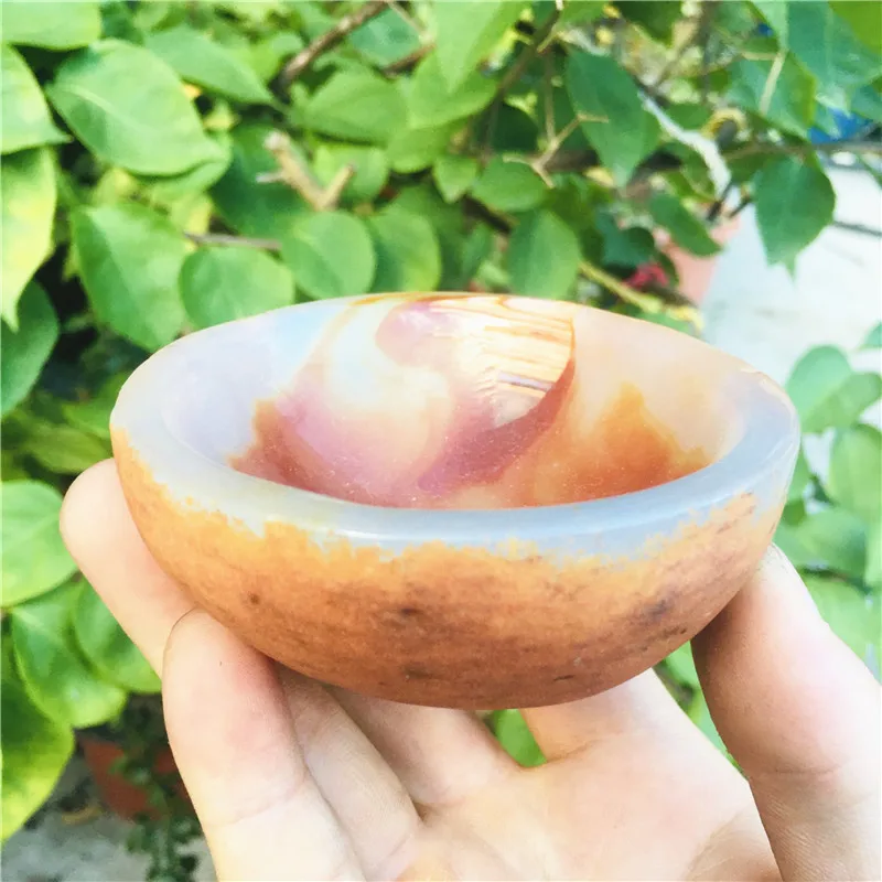 Natural red agate bowl jewelry box crystal stone healing home decor 2