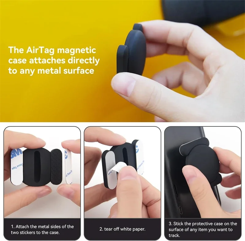 Strong Magnetic Hidden Silicone Holder Case for Apple Airtag Air Tags Car Bike Motorcycle GPS Tracker Anti-lost Mount Soft Cover