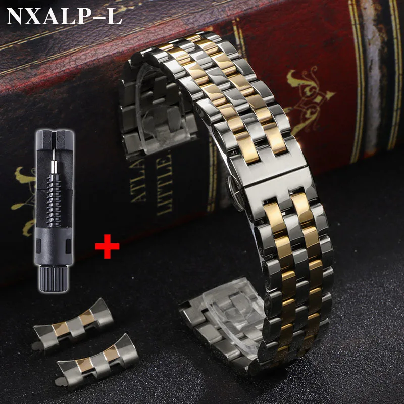 Premium Solid Stainless Steel Watch Band - High-Quality Curved/Flat End Wristband, Available in Various Sizes