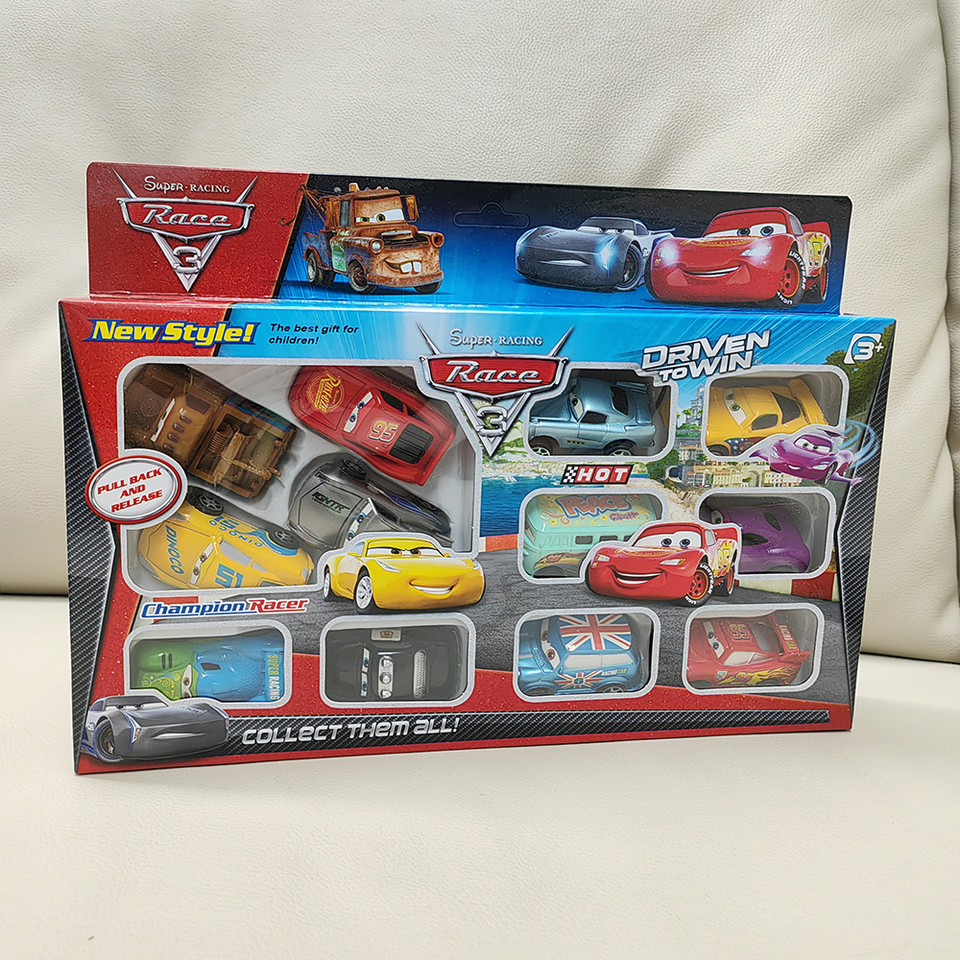 12pcs/Set Disney Pixar Cars Lightning Mcqueen Jackson Storm Mater Pvc Model Back-Force Car Toy For Kids Birthday Gift Set