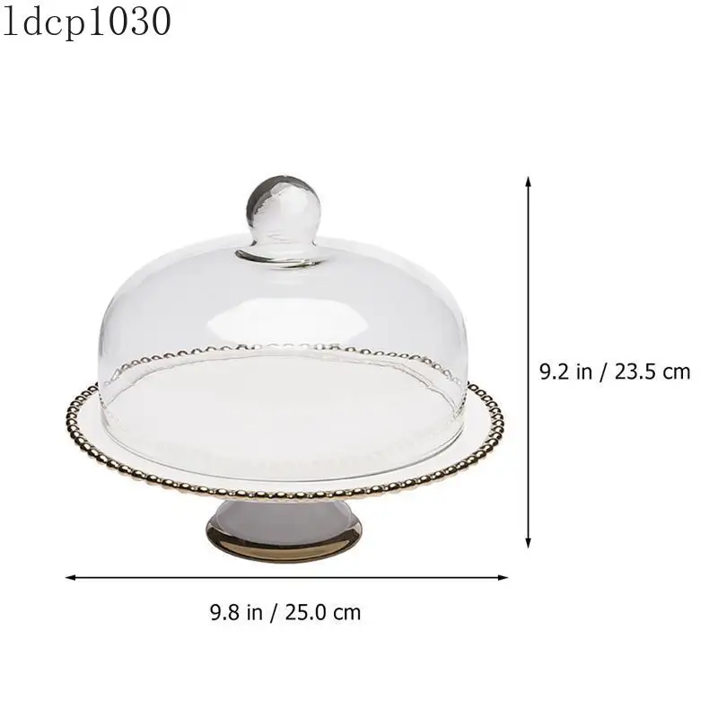 1 Set Party Cake Glass Cover Food Cover Dessert Cake Plate Dust-Proof Glass Covered High Foot Food Display Stand