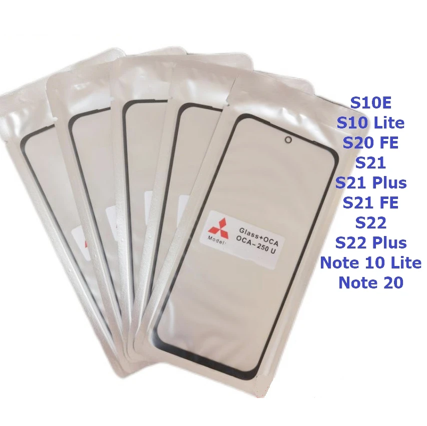 10 Pz/Lotto Vetro + Oca Pellicola Lcd Pannello Touch Screen Lente Esterna Anteriore Per Samsung Galaxy S10E S10 Note 10 Lite S20 Plus S21 S22 Fe