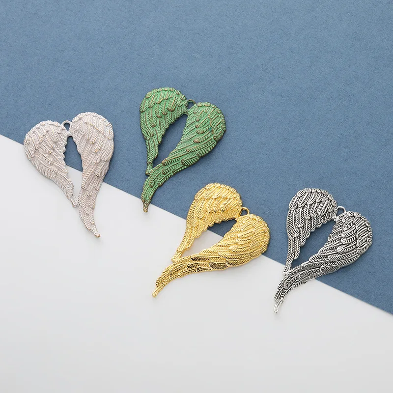 

Locketcharms 5pcs New Product Antique Four Colors Wings Charms Pendant Jewelry Metal Alloy Jewelry Marking 64*47mm DIY Supply
