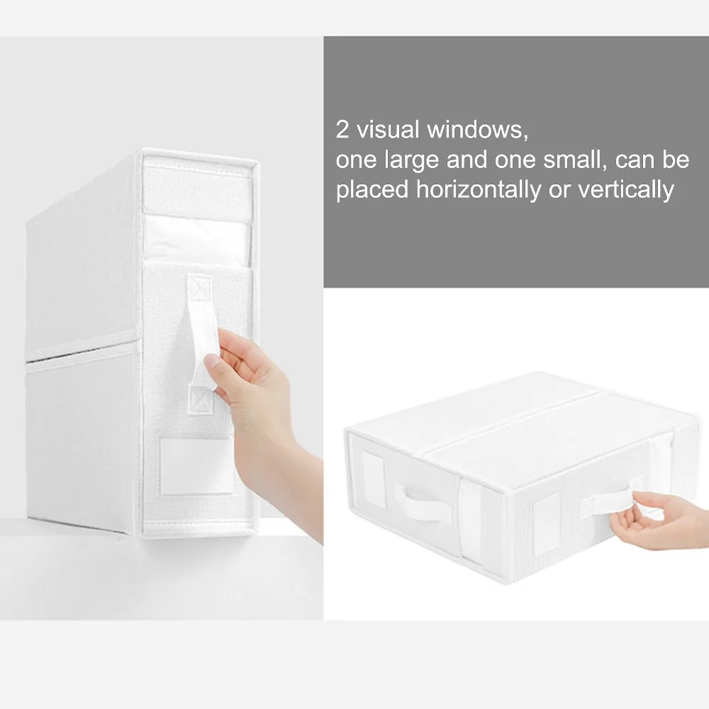 Description Picture 5 of itemBed Sheet Set Storage Box Fabric Visible Window Zipper Folding Blanket Finishing Box Wardrobe Bedding Storage Closet Organizer