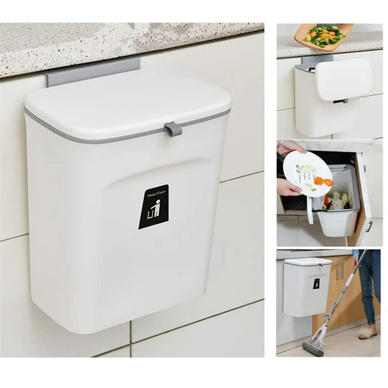 Kitchen Compost Bin 9L Trash Bin Countertop Or Under Sink Hanging