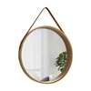 Perforation-free Vanity Mirror Wall-mounted Round Thickened Wooden Border Dressing Mirrors Bathroom Mirror Makeup Mirror 1