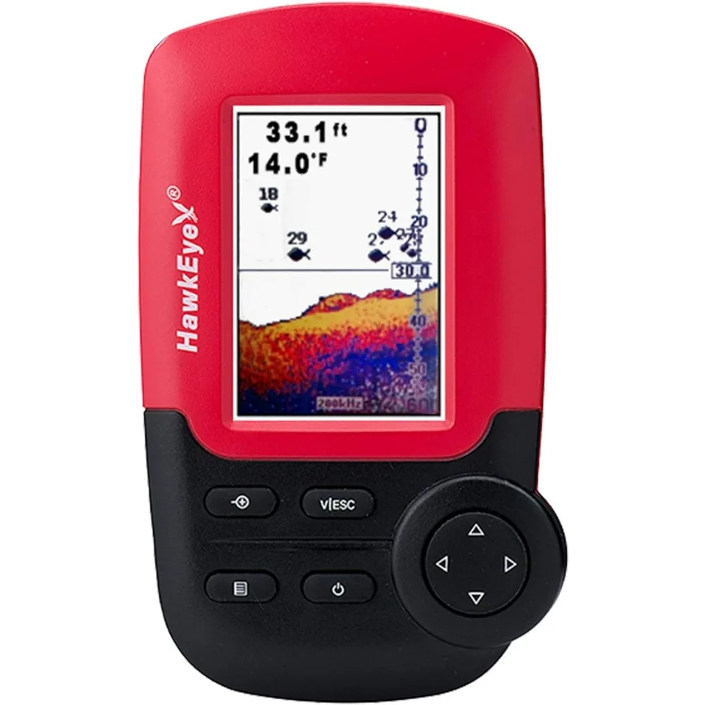 Fishtrax 1C Fish Finder with HD Color Virtuview Display, Black/Red, 2" H x 1.6" W Screen Size