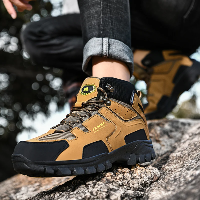 High Top Outdoor Hiking Shoes Men Hiking Boots Non-Slip Hunting Climbing Trekking Mens Sneakers Wear-resistant Work Safety Shoes