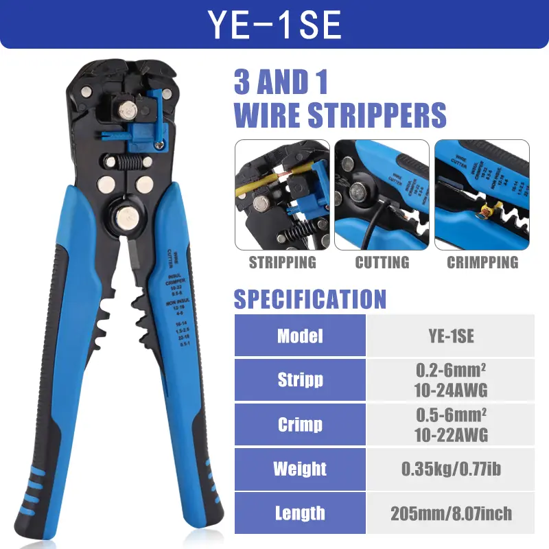 Wire Stripper 24-10 AWG (0.2-6 Mm²) YE-1SE,3 In 1 Automatic Wire Stripping Tool, With Cutting & Crimping Function image 9