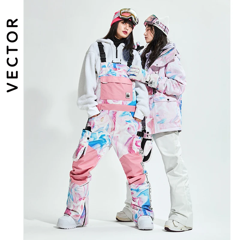 Ski Jacket VECTOR Men Women Ski Jacket Pants Bib Overalls Winter Warm Windproof Waterproof