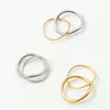 New Simple High End PVD Non Tarnish Double -layer Gold Silver Color Ring Stainless Steel Ring for Women 1