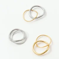 New Simple High End PVD Non Tarnish Double -layer Gold Silver Color Ring Stainless Steel Ring for Women 1