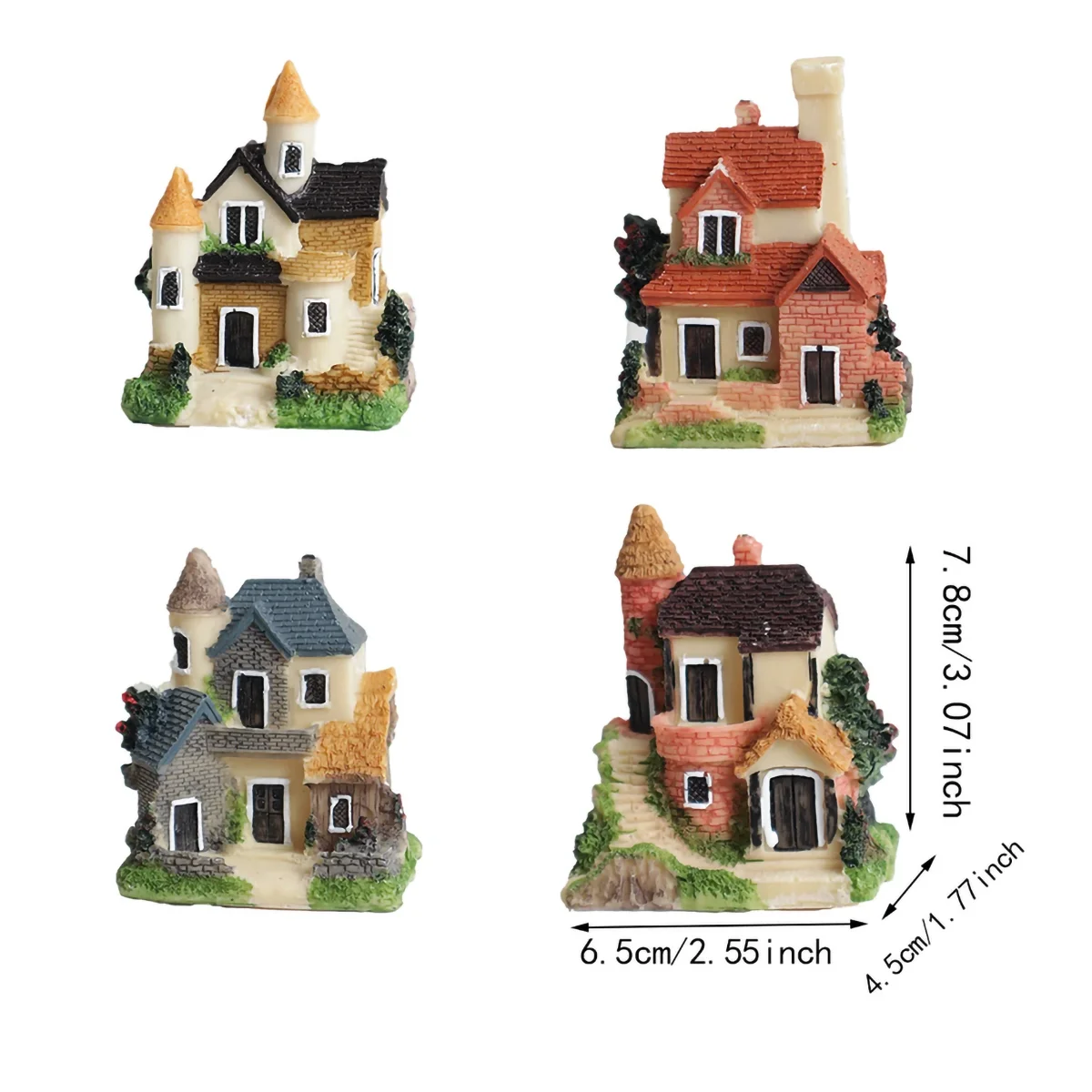 4pcs-Fairy tale garden cabin, resin cabin, lawn courtyard art decoration, home gifts