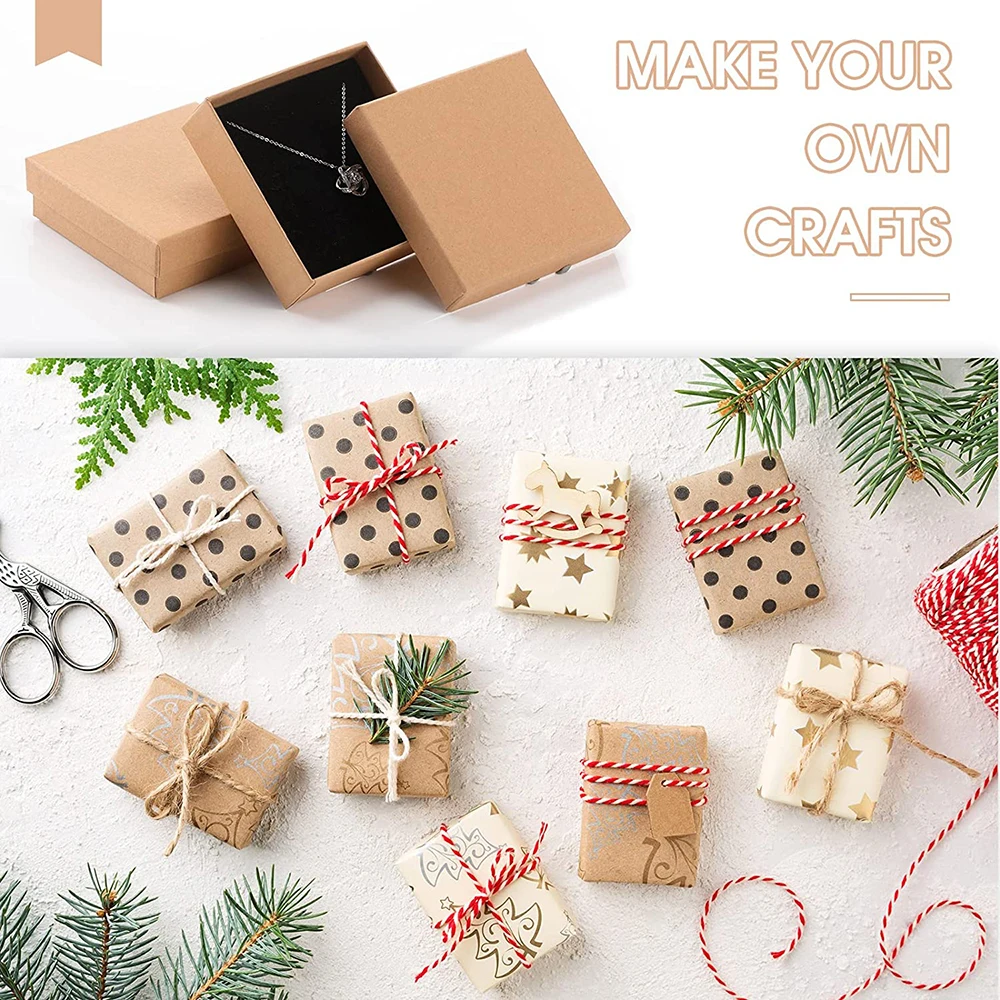 24pcs Kraft Jewelry Box Gift Cardboard Boxes for Ring Necklace Earring Womens Jewelry Gifts Packaging with Sponge Inside
