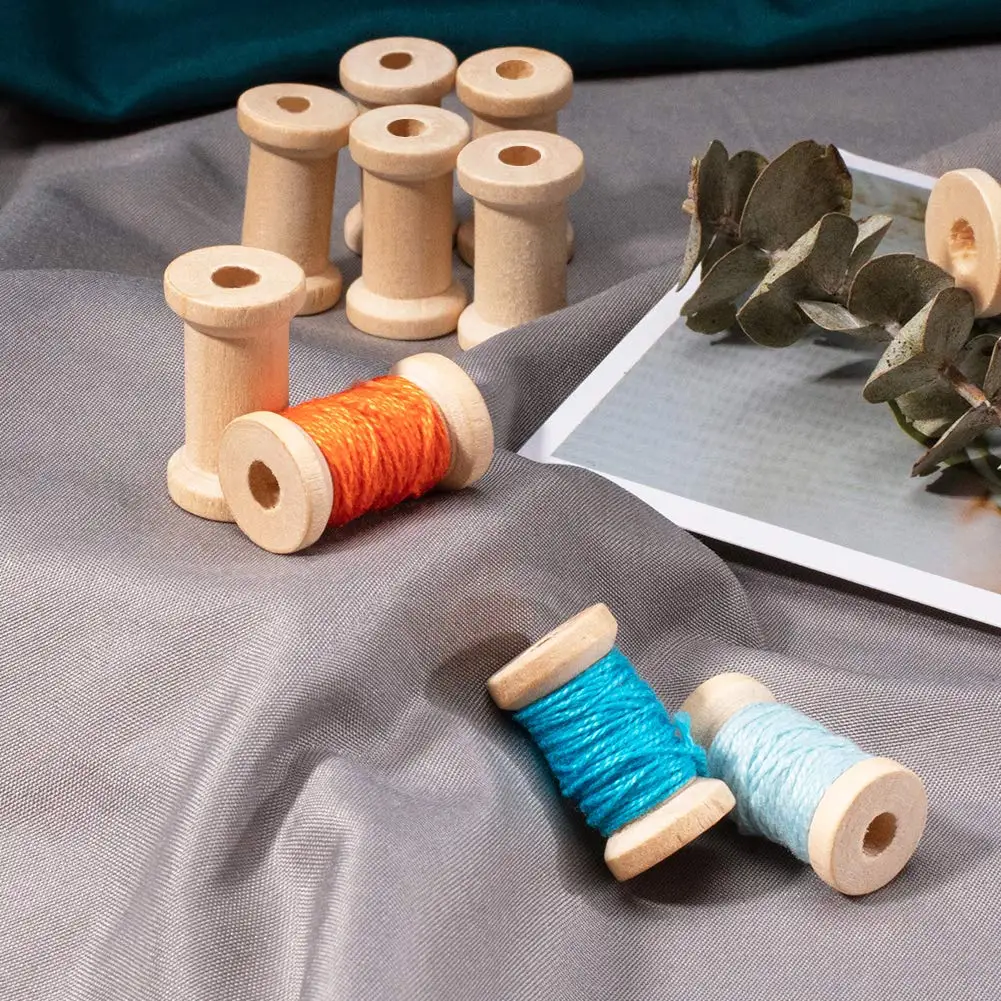 20Pcs/Set Empty Bobbins Wood Sewing Embroidery Thread Spool For Embroidery and Sewing Machines Thread Cord Roll