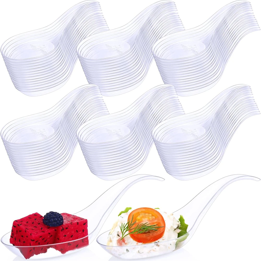 Appetizer Spoons-Tasting Spoons -50 count- Disposable Clear Plastic-Ideal for Appetizers, Desserts, Dips, Sauces and More!
