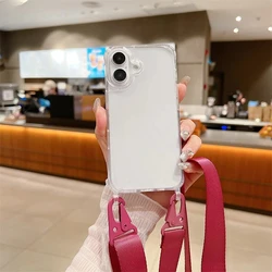 Sleek Transparent Crossbody Lanyard Phone Case - Shockproof Cover - iPhone Air (Wine Red)