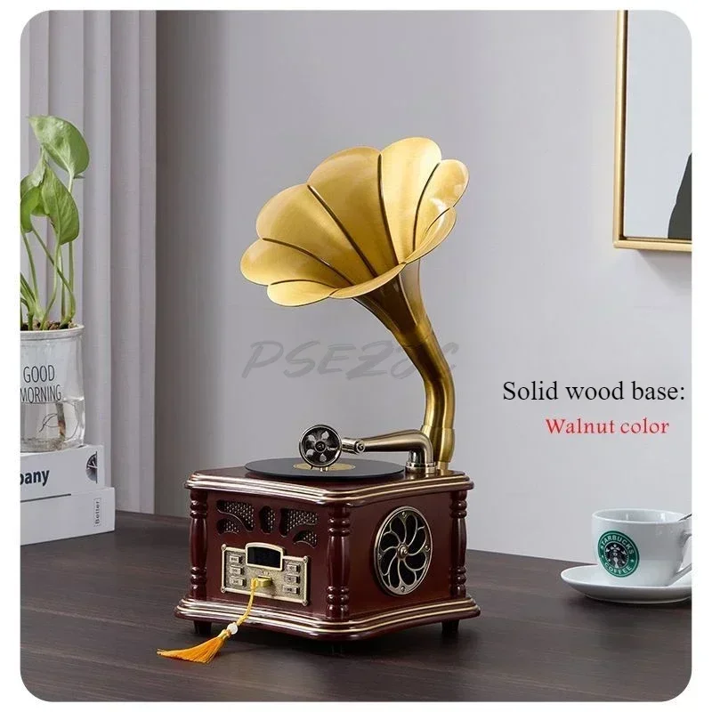 Retro Phonograph Living Room European Solid Wood Decoration Vinyl Record Player Creative Bluetooth Small Speaker