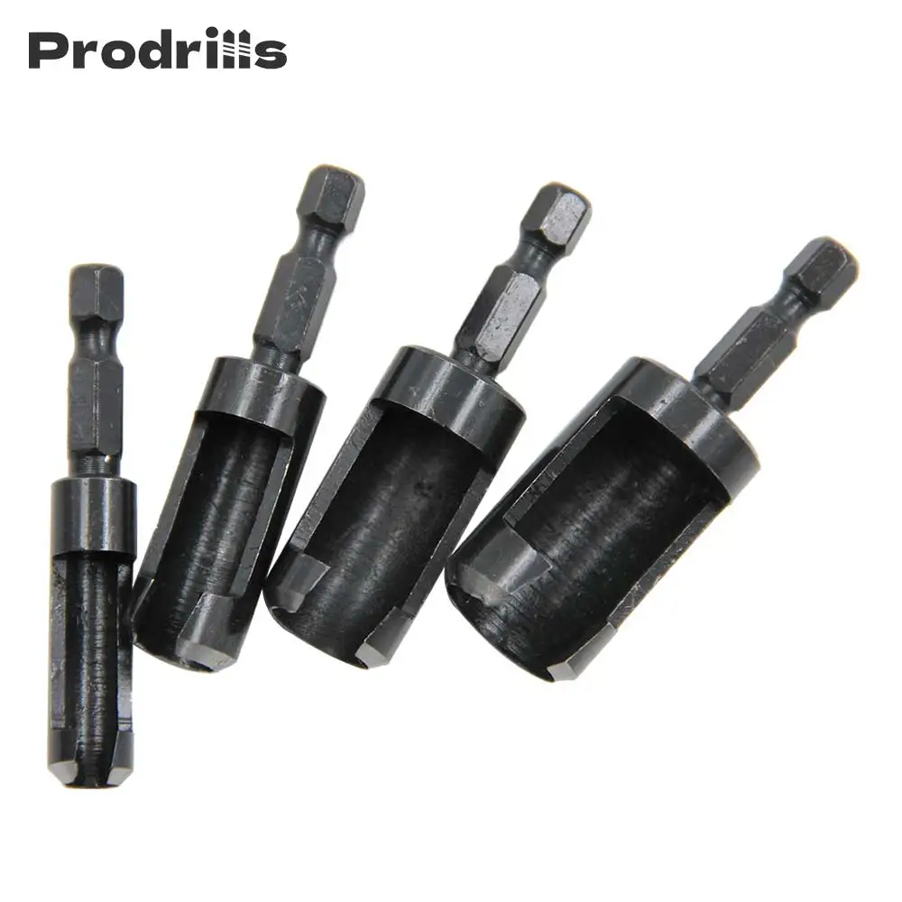 Hex Shank 4pcs Carbon Steel Carpenter Woodworker Hole Wood Plug Cutter Cutting Power Tool Wooden Drill Bit 6/10/13/16mm 8pc wood plug cutter drill bit set tapered taper cutting tool cork drill bit knife hss taper claw type 6mm 10mm 13mm 16mm