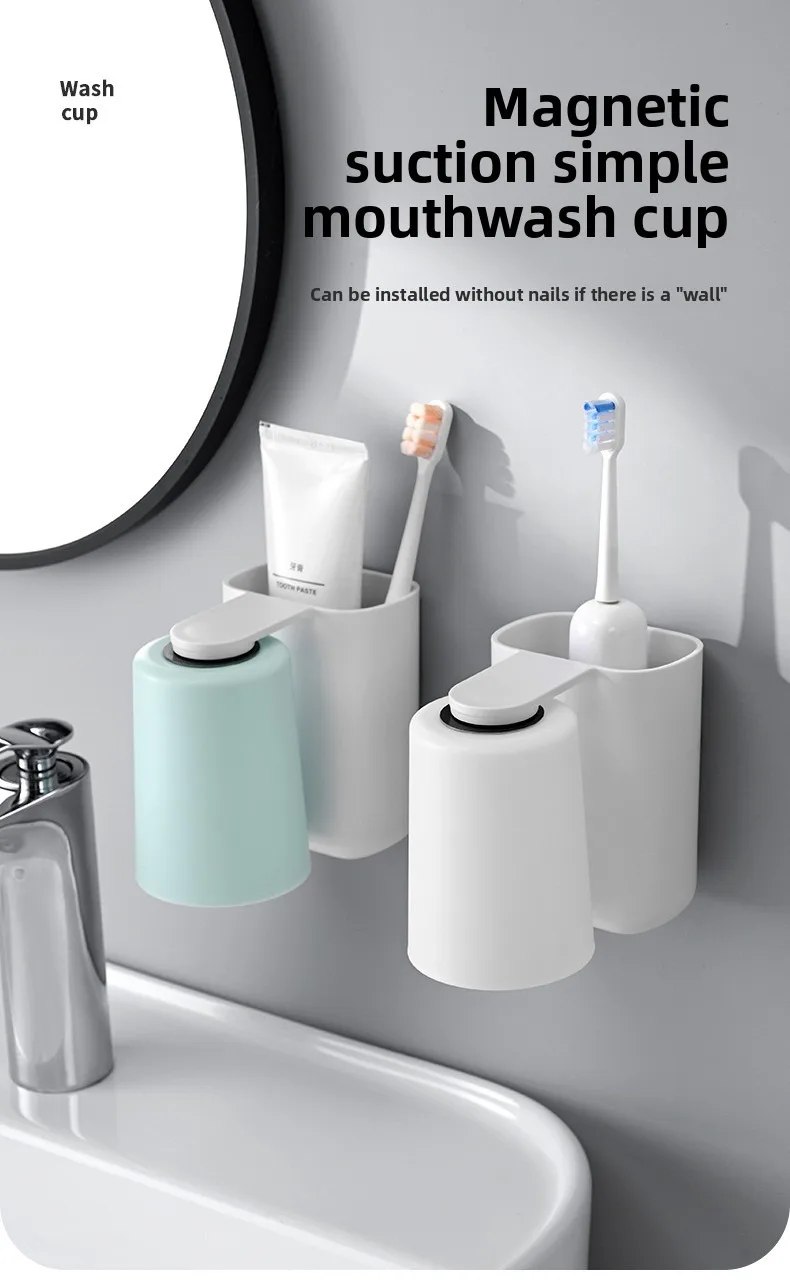Bicchiere per collutorio magnetico con supporto a parete bagno_voghion.com