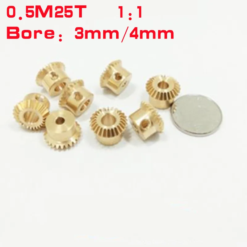 brass Straight bevel gear 90&deg; degree drives gear Bore 2mm 3mm 4mm 2pcs/lot, transmission gear