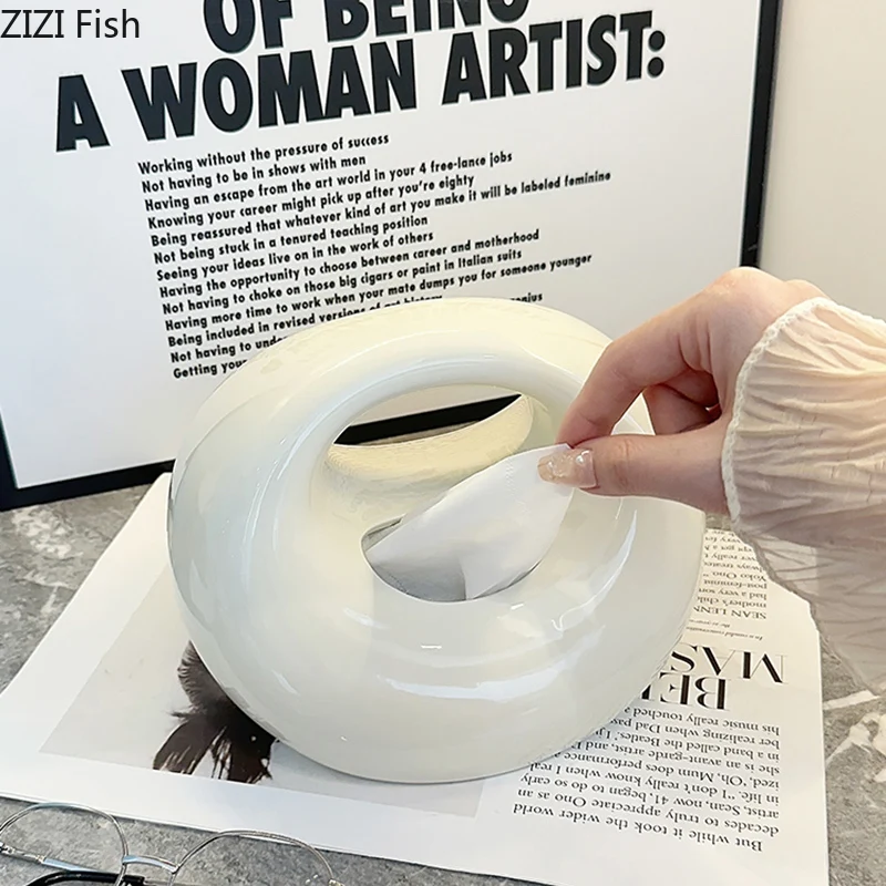 Creative Handbag Shape Tissue Box Coffee Table Desk Decoration Modern Design Ceramic Tissue Box Bedside Table Paper Towel Case 4