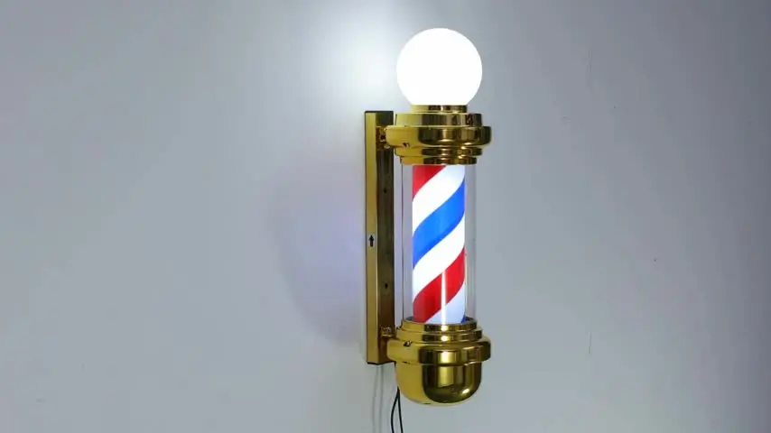 Poteau De Barbier Lumineux Rotatif - LED 75 Cm - Rayures Rouge, Bleu, Blanc - Étanche - Pour Salon Coiffure, Bar, Décoration Extérieure - 6