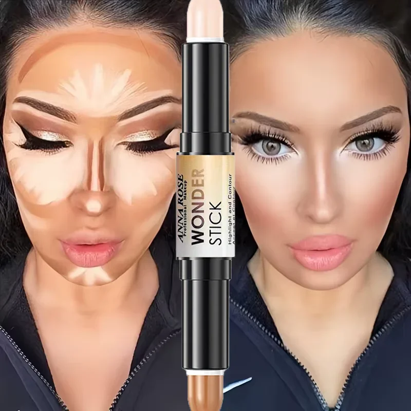 Face Concealer Pen Double-ended Face Foundation Concealer Pen highlighter waterproof and sweatproof high nose bridge face slimming for Makeup face concealer pen