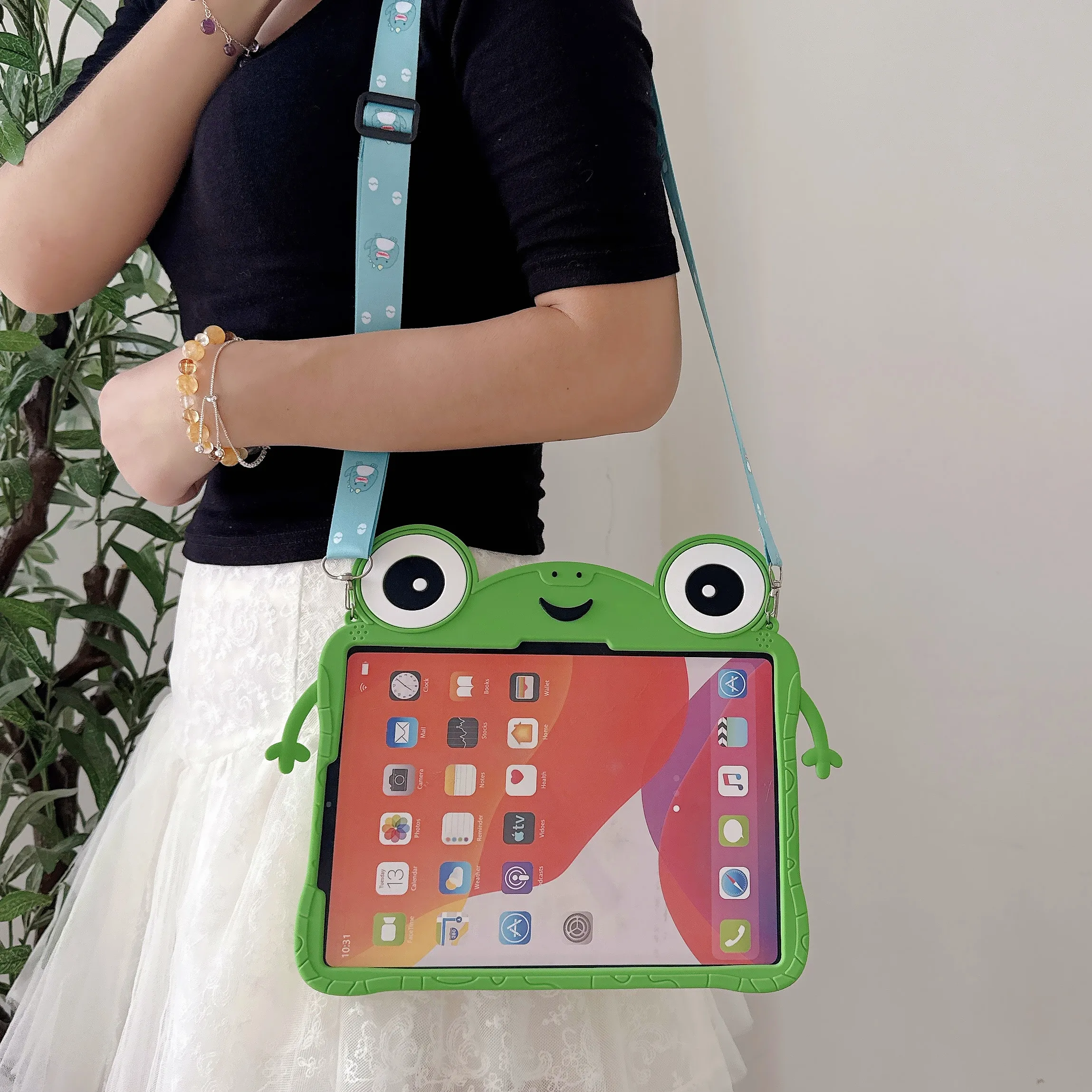 Shockproof Kids Tablet Case with Shoulder Straps - Durable Protective Cover