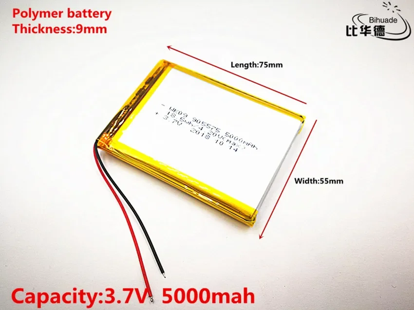 

Good Qulity 3.7V,5000mAH 905575 Polymer lithium ion / Li-ion battery for tablet pc BANK,GPS,mp3,mp4