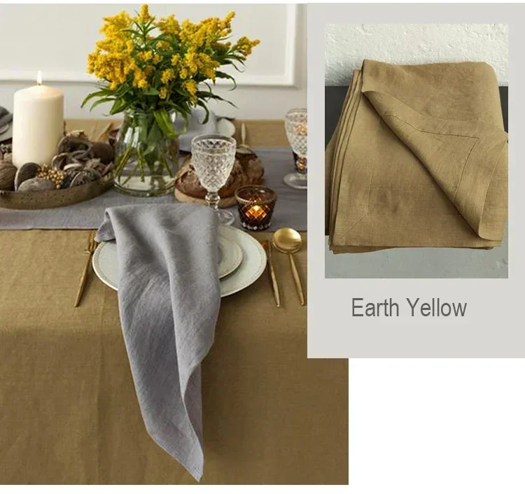 

Pure Linen Flax Wedding Party Table Cloth Rectangular Country Style Hemp Dining Table Cover Tablecloth Kitchen Home Decor