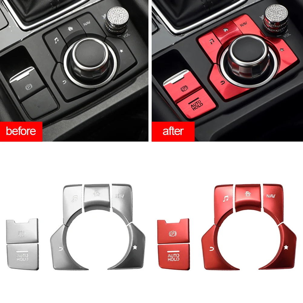 7PCS Aluminum Electronic Parking Brake Automatic Parking Button Cover