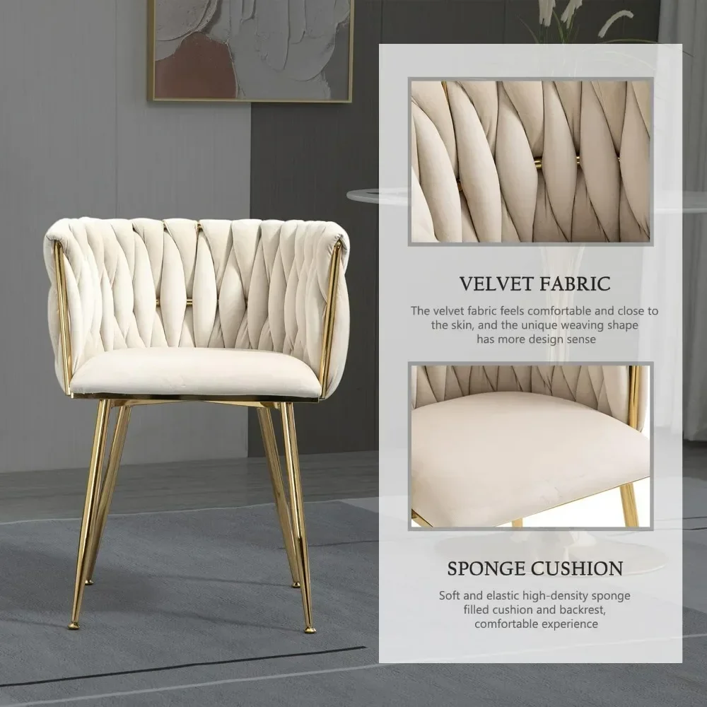 Velvet Dining Chairs Set of 4, Upholstered Dining Room Chairs with Gold Metal Legs, Luxury Tufted Dinner Chairs for Dining Room 2