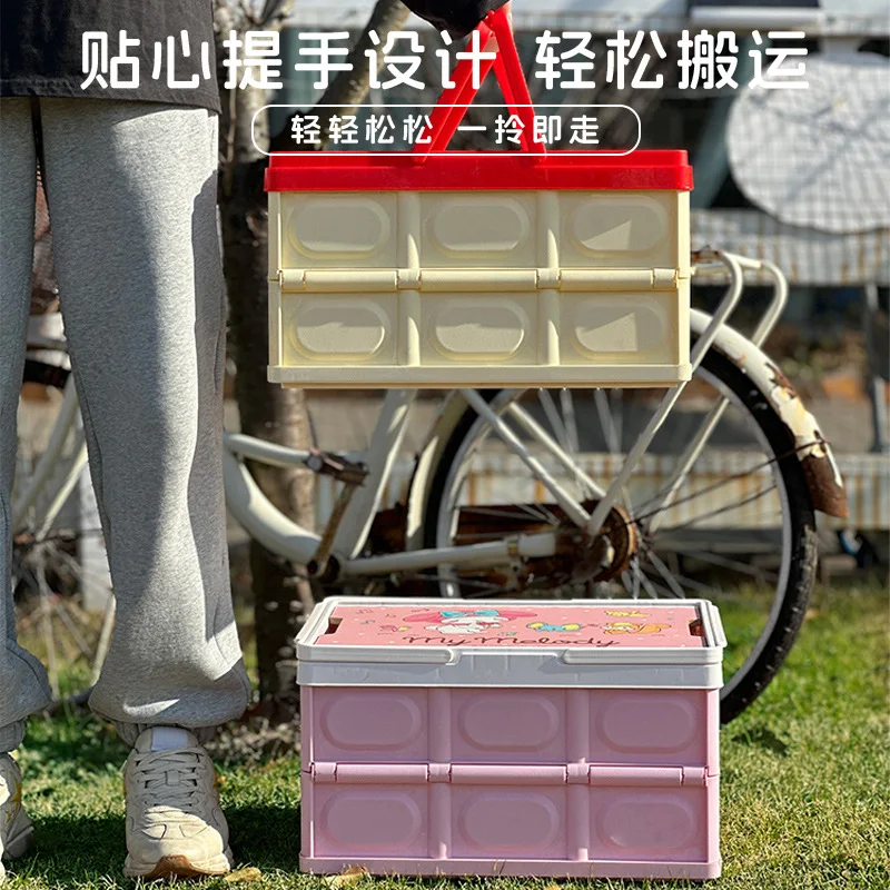 카와이 산리오 헬로 키티 대용량 트렁크 글러브 박스, 쿠로미 야외 캠핑 보관함, 시나모롤 접이식 자동차 보관함