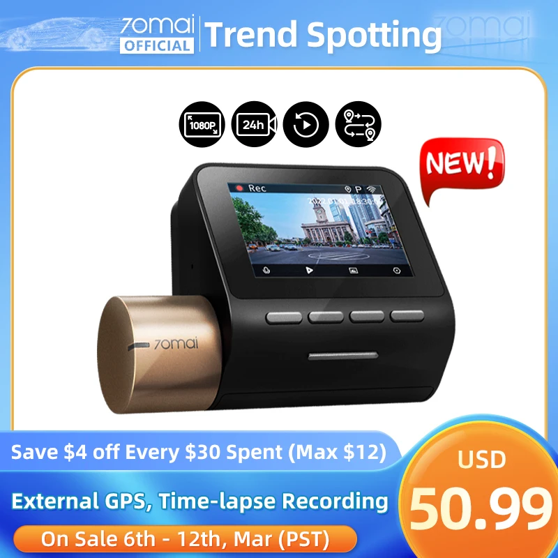 Dash Cam LCD Screen Car Auto Recorder Parking Support FOV Dual-channel Record 70mai A200 2'' 70mai A200 DVR1080P 24H 130°