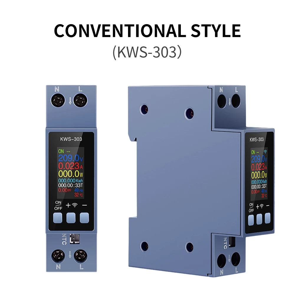 Compact 0.96 TFT Screen Smart Switch with WiFi and Energy Monitoring