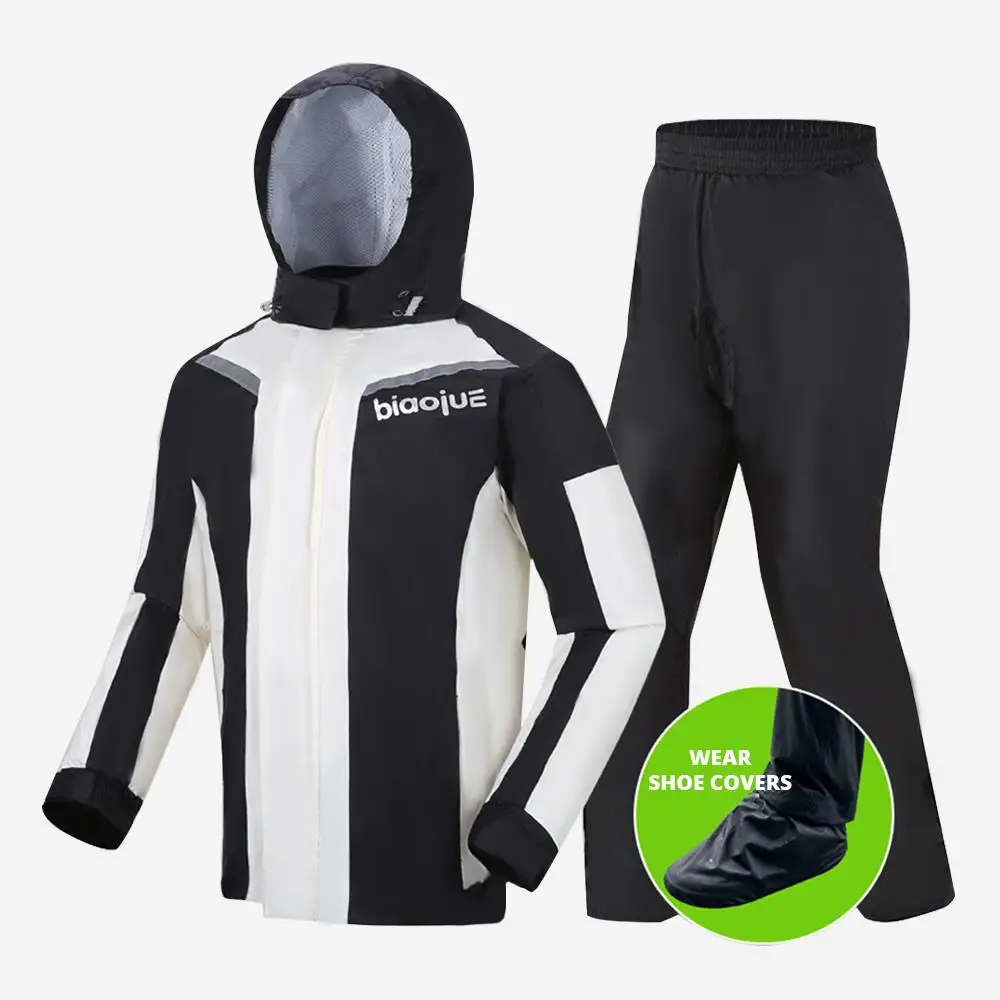 

Waterproof Motorcyclist Rain Suit White Moto Raincoat Rain Coat Jacket Pants Fishing Motorcycle Motorbike Biker Rain Set Summer