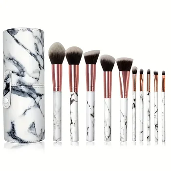 10pcs Makeup Brushes Set Foundation Blush Powder Eyeshadow Professiona Blending Cosmetic Full Set Soft Fluffy Female Makeup Tool
