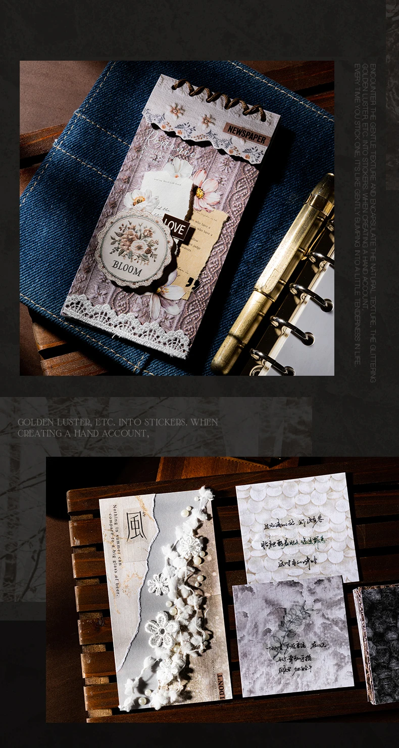 Journal GO 30 Stück sanfte Textur, Vintage-Blumenmuster, Landschaftsmaterial, Collage-Aufkleber, kreative DIY-Journaling-Vermögenswerte – Detail 12