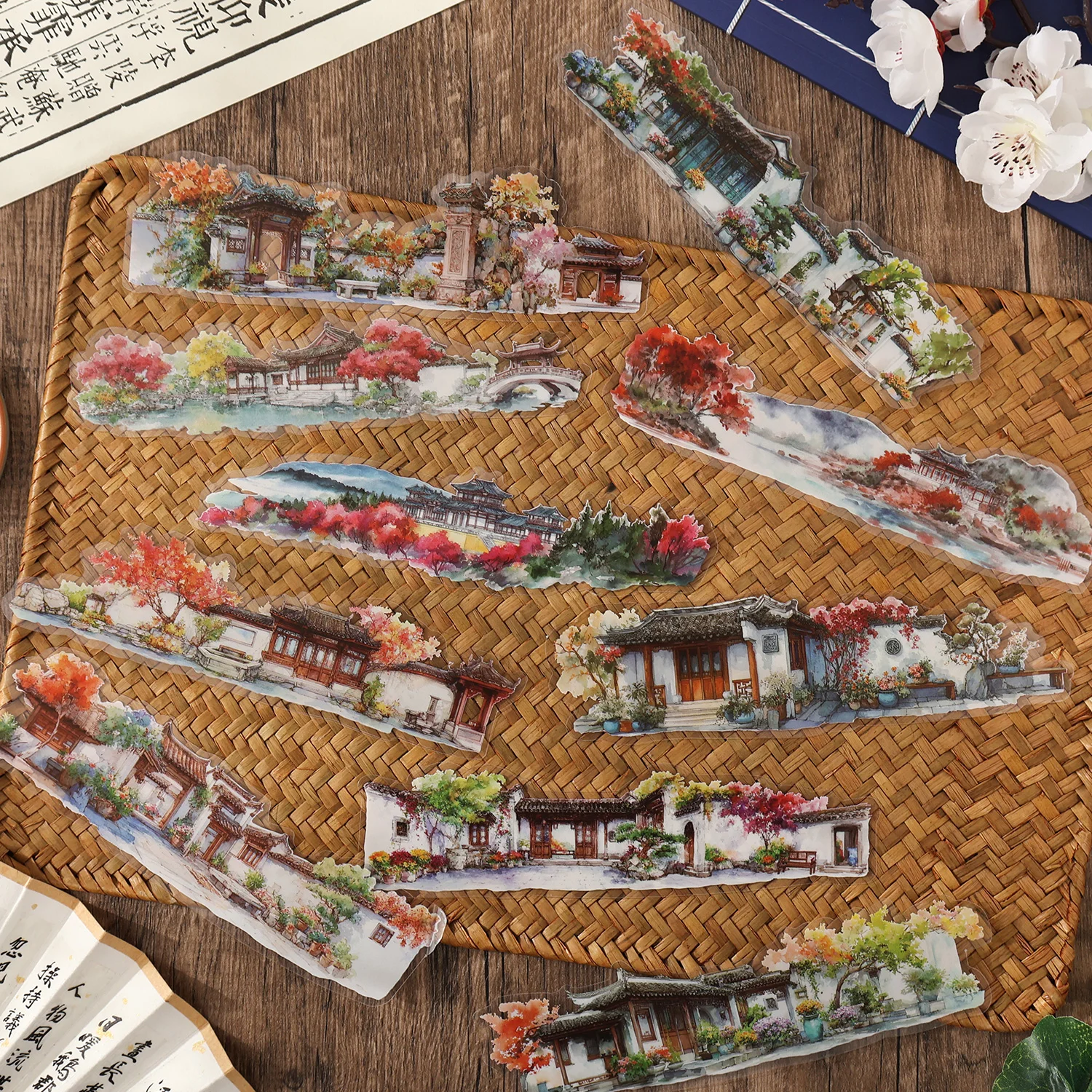 10/40개 자연 풍경 PET 스티커 팩 스크랩북킹 저널링 DIY 공예용 - 자연 및 시골 테마 아트 용품