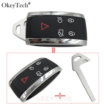 Okeytech di alta qualità 5 pulsanti Smart Card Car Remote Control Key Shell Case Fob di ricambio per Jaguar X XF XK XKR Insert Blade